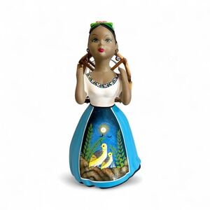 Lupita Original Mexican Folk Art Ceramic Woman w/‎ Birdcage 12" Figurine